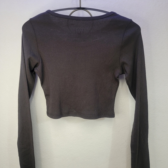 Billabong In The Tropic Top In Off Black Crop Top Long Sleeve Crewneck Size Med - Picture 6 of 13